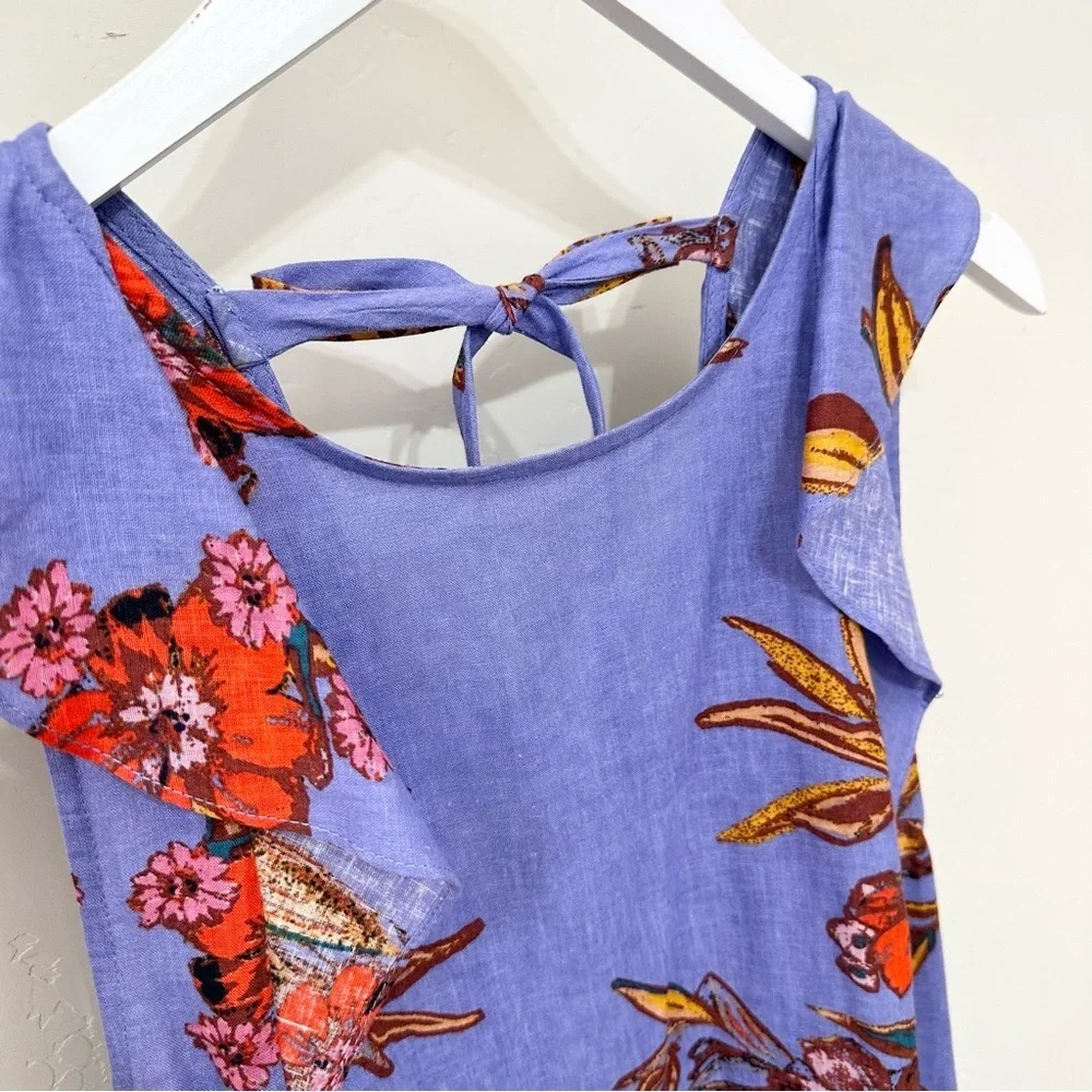 Free People Summer in Tulum Linen Blend Tunic Blue